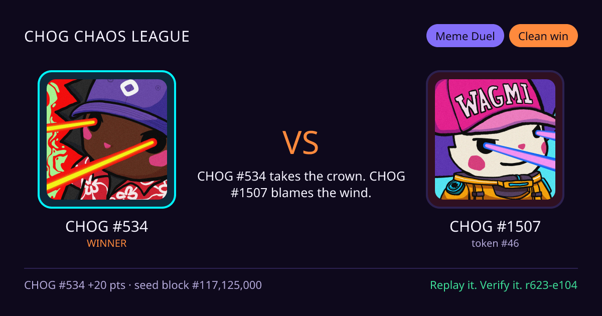 Highlight card: CHOG #534 versus CHOG #1507