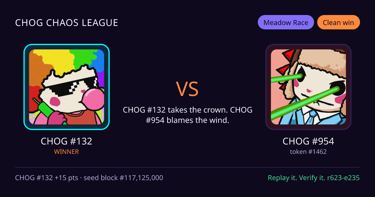 Highlight card: CHOG #132 versus CHOG #954
