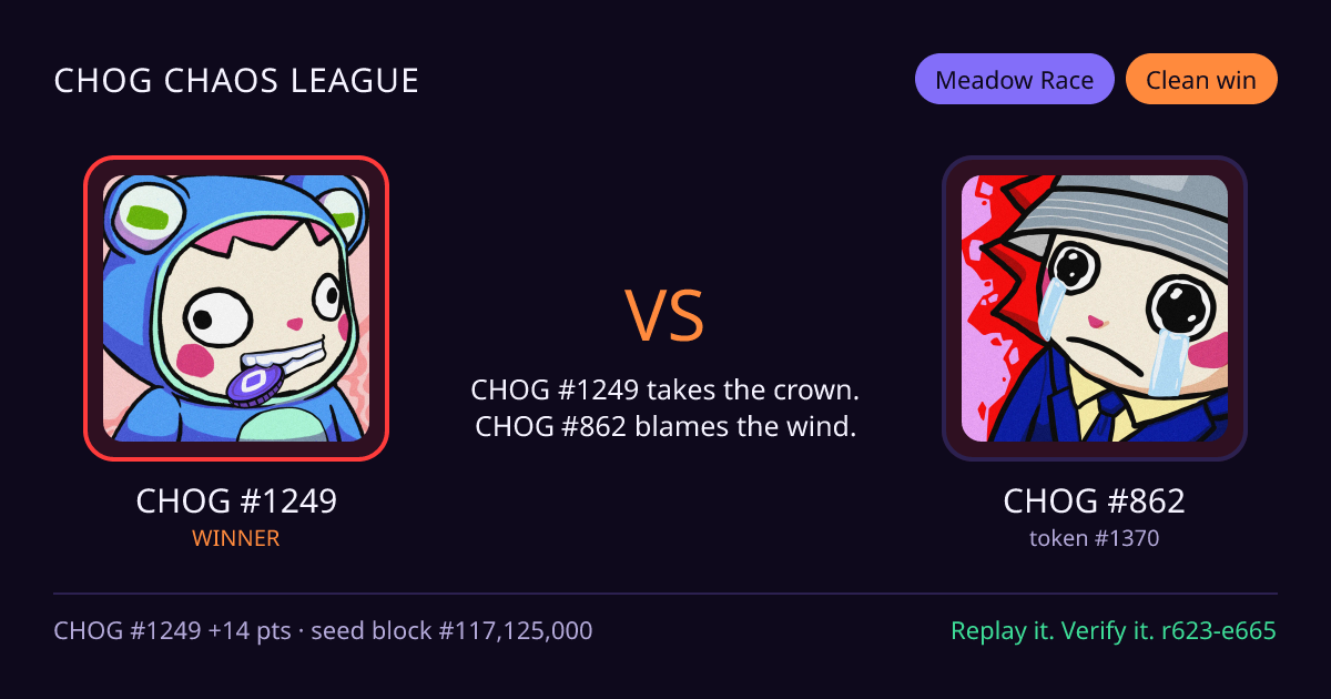 Highlight card: CHOG #1249 versus CHOG #862