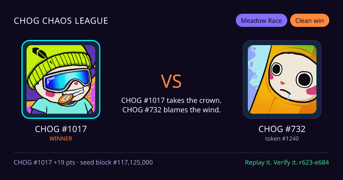 Highlight card: CHOG #1017 versus CHOG #732