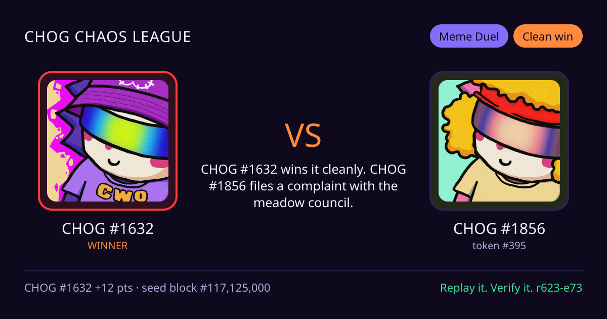 Highlight card: CHOG #1632 versus CHOG #1856
