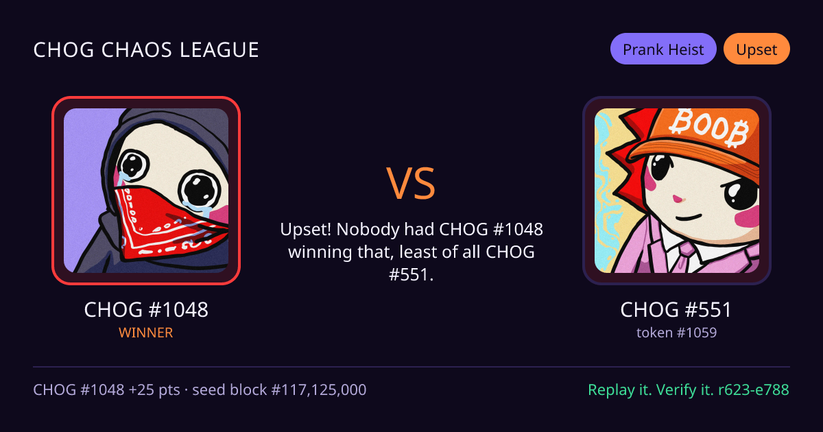 Highlight card: CHOG #1048 versus CHOG #551