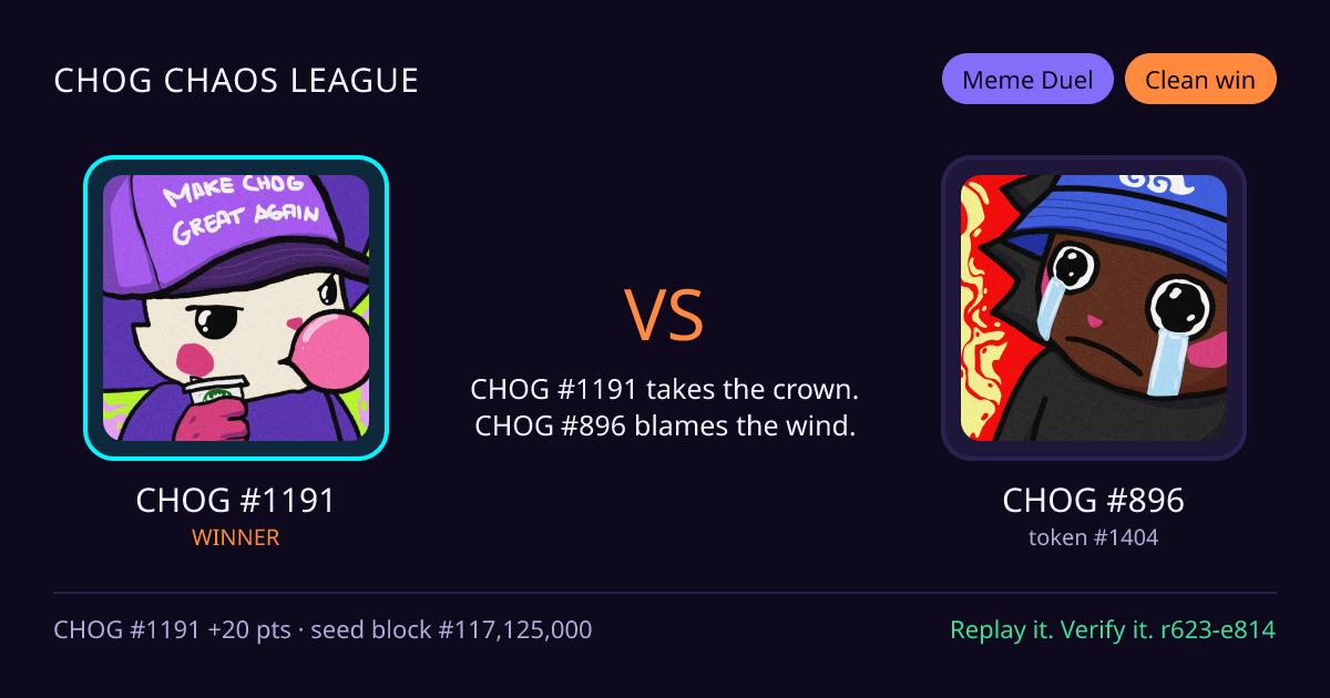 Highlight card: CHOG #1191 versus CHOG #896