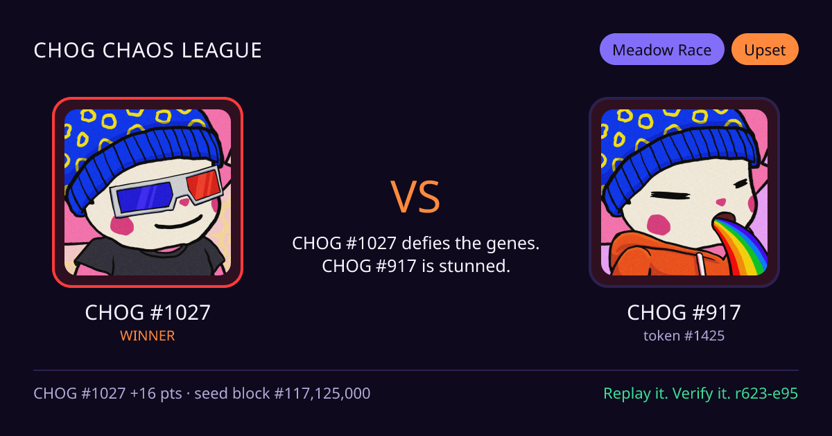 Highlight card: CHOG #1027 versus CHOG #917