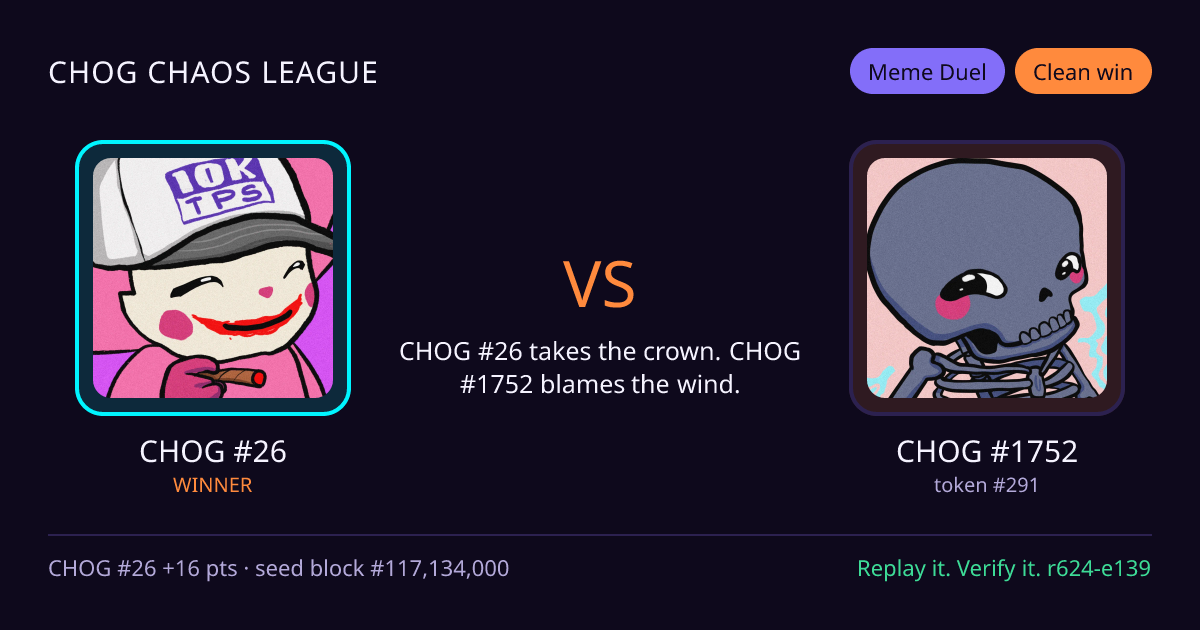 Highlight card: CHOG #26 versus CHOG #1752