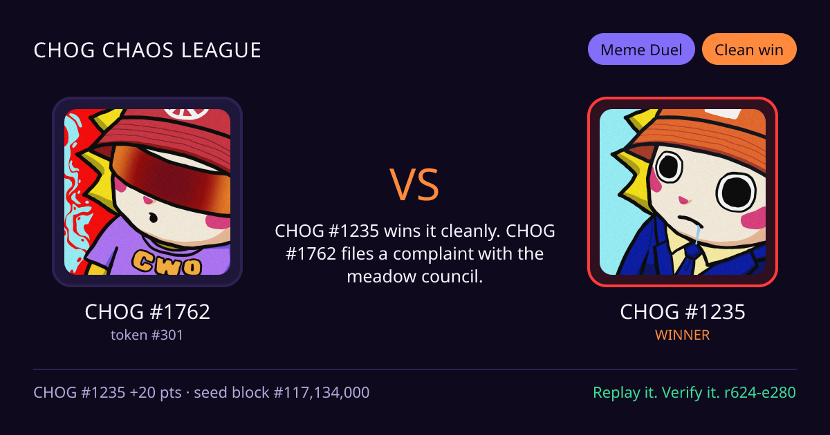 Highlight card: CHOG #1762 versus CHOG #1235