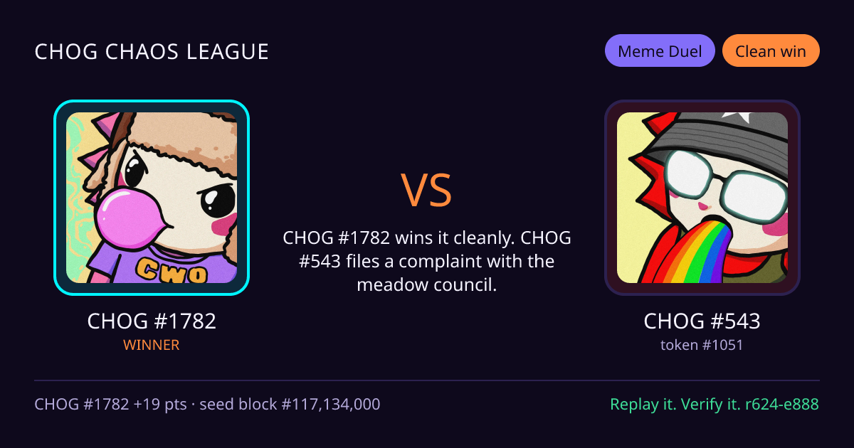 Highlight card: CHOG #1782 versus CHOG #543