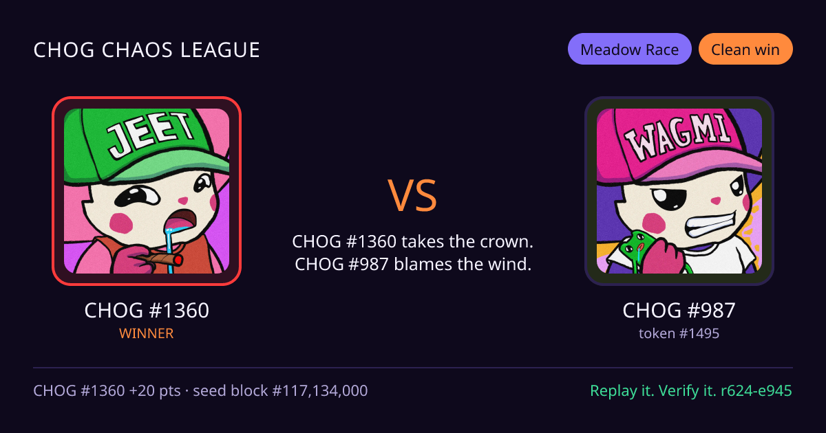 Highlight card: CHOG #1360 versus CHOG #987