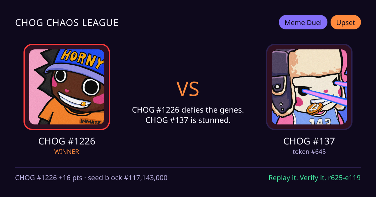 Highlight card: CHOG #1226 versus CHOG #137