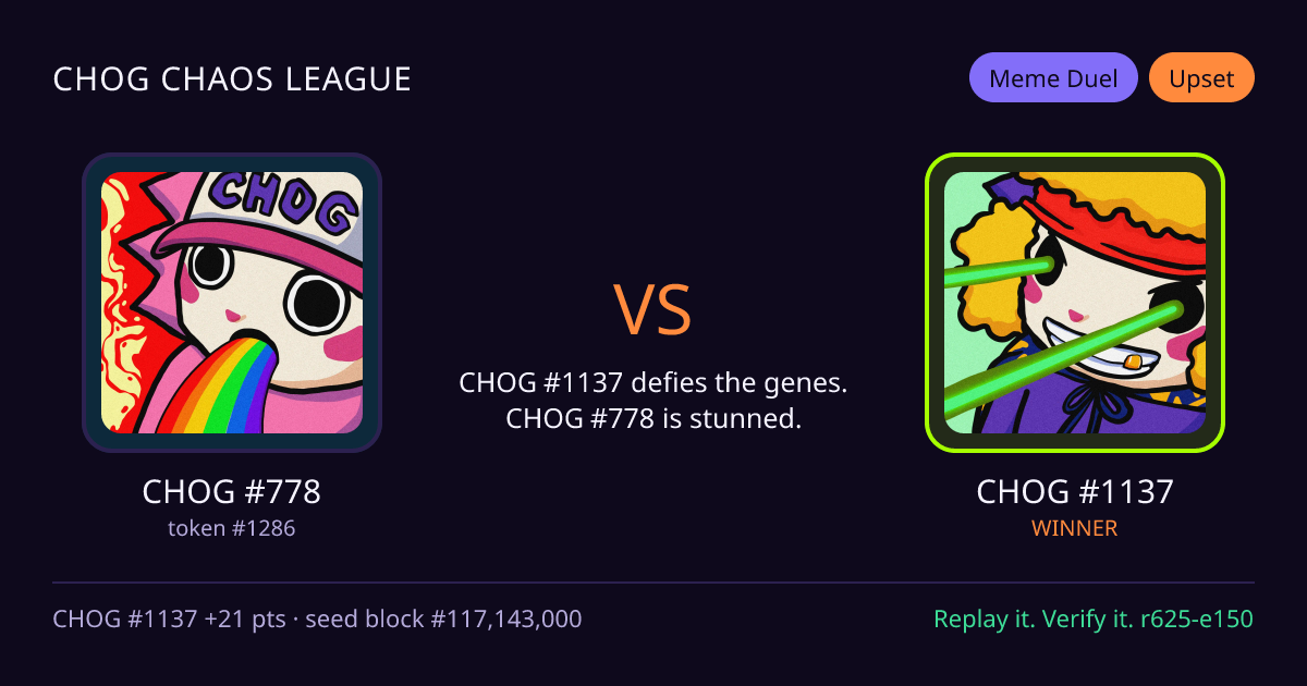 Highlight card: CHOG #778 versus CHOG #1137