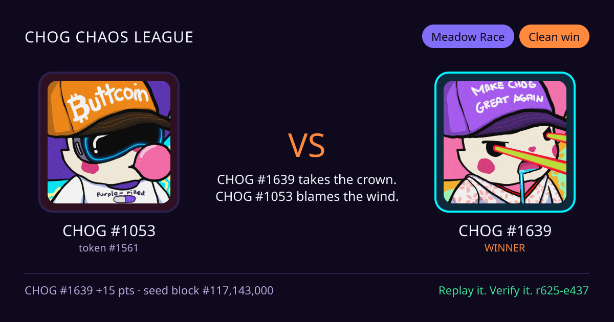 Highlight card: CHOG #1053 versus CHOG #1639