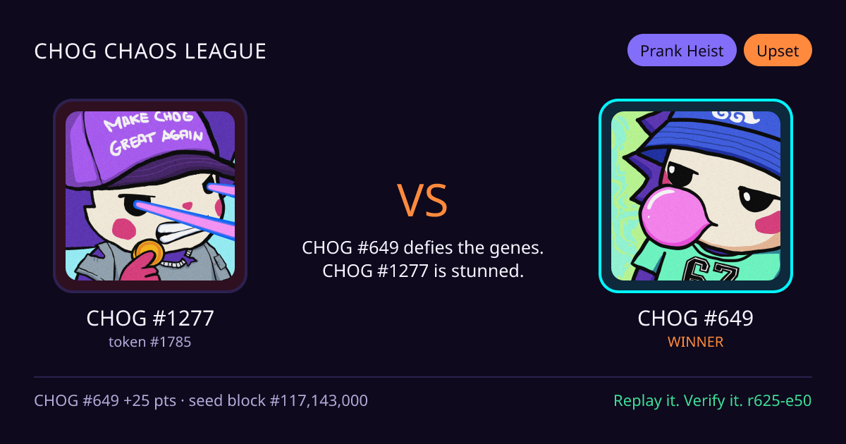 Highlight card: CHOG #1277 versus CHOG #649