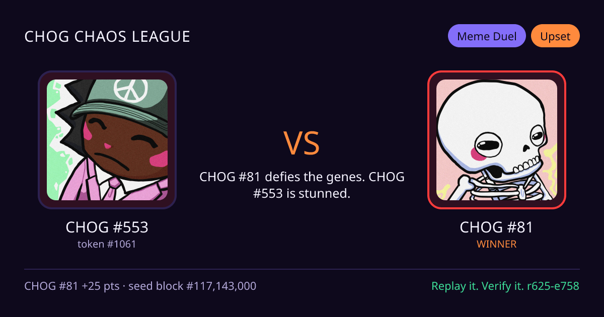 Highlight card: CHOG #553 versus CHOG #81