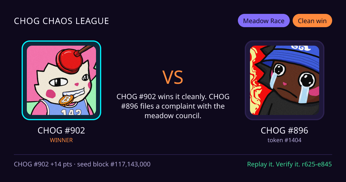 Highlight card: CHOG #902 versus CHOG #896