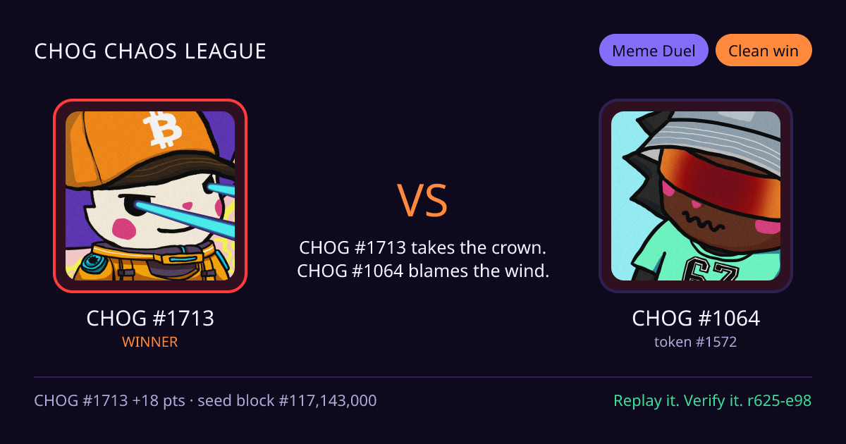 Highlight card: CHOG #1713 versus CHOG #1064