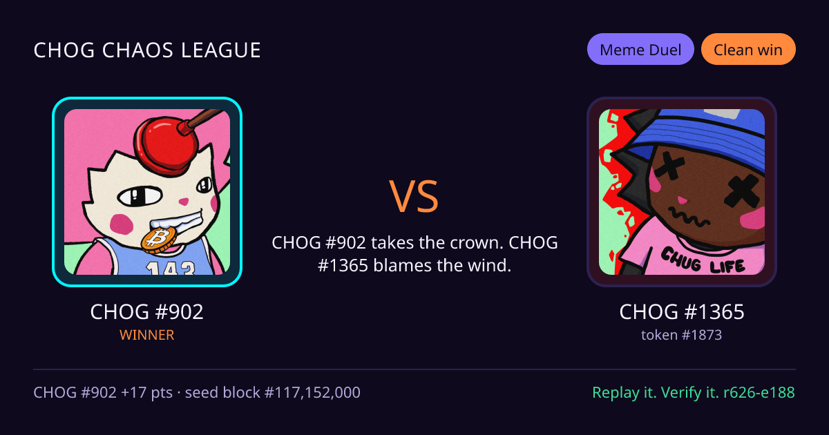Highlight card: CHOG #902 versus CHOG #1365