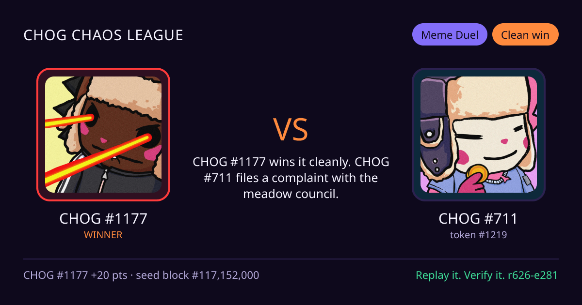 Highlight card: CHOG #1177 versus CHOG #711
