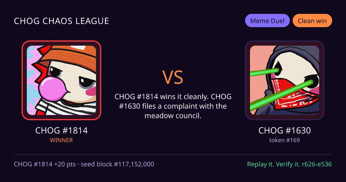 Highlight card: CHOG #1814 versus CHOG #1630