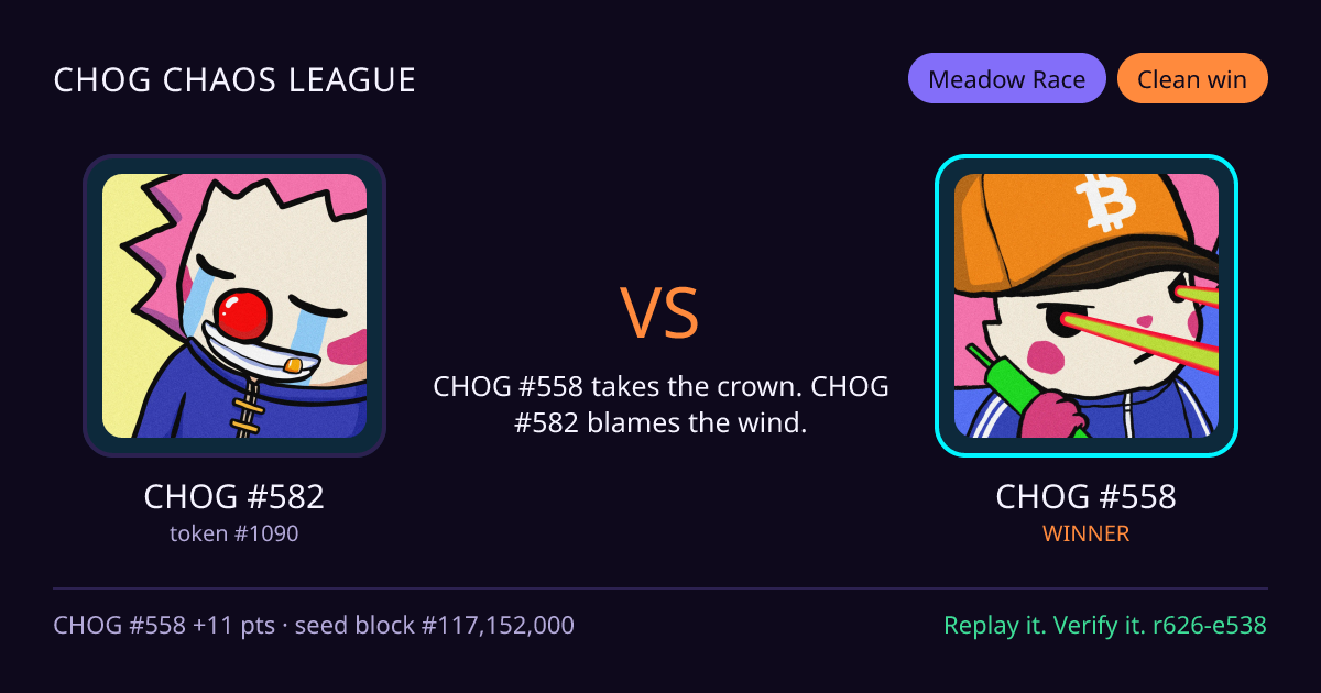Highlight card: CHOG #582 versus CHOG #558
