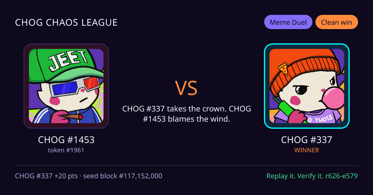 Highlight card: CHOG #1453 versus CHOG #337
