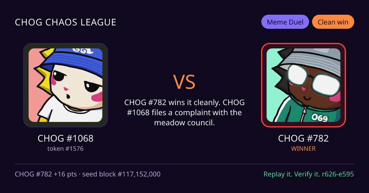 Highlight card: CHOG #1068 versus CHOG #782