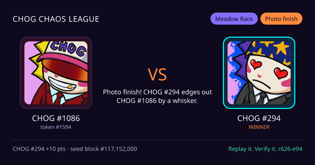 Highlight card: CHOG #1086 versus CHOG #294
