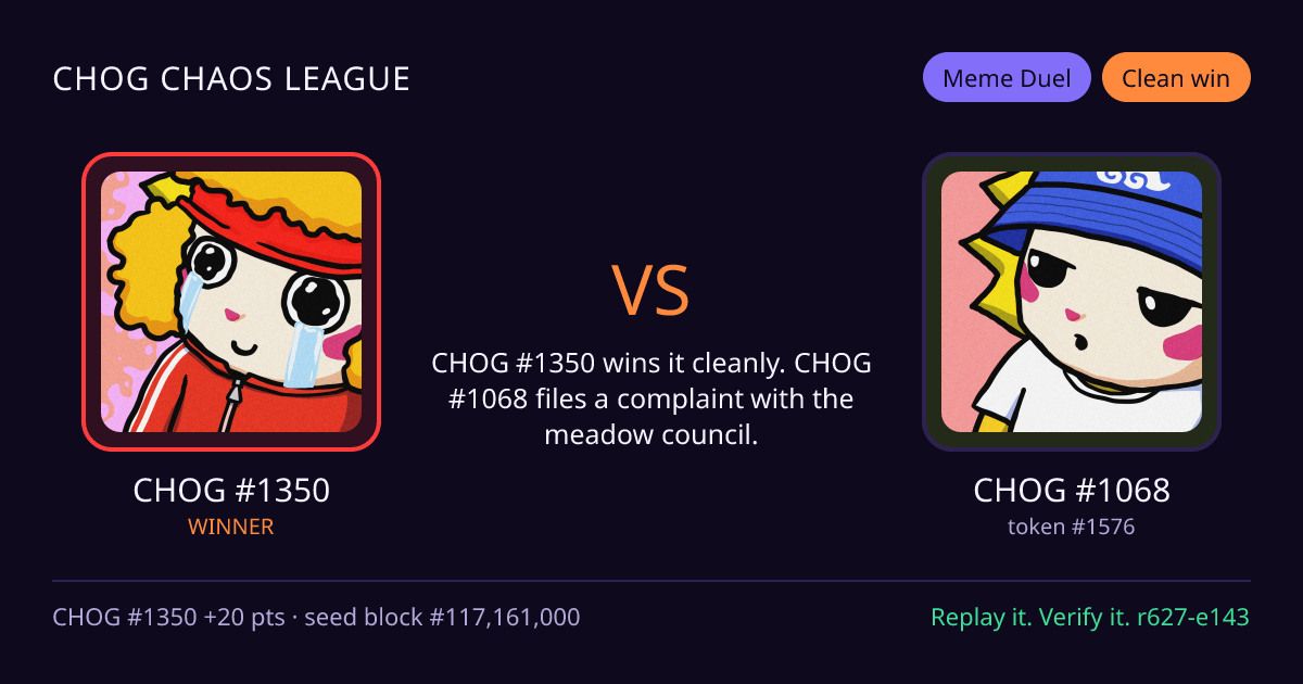 Highlight card: CHOG #1350 versus CHOG #1068