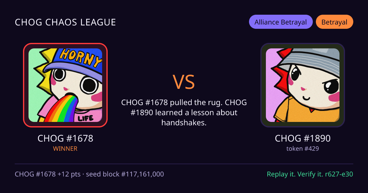 Highlight card: CHOG #1678 versus CHOG #1890