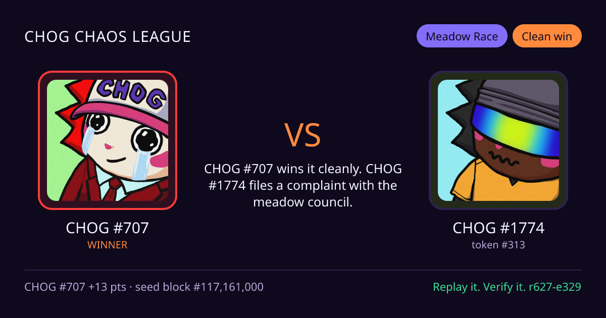 Highlight card: CHOG #707 versus CHOG #1774