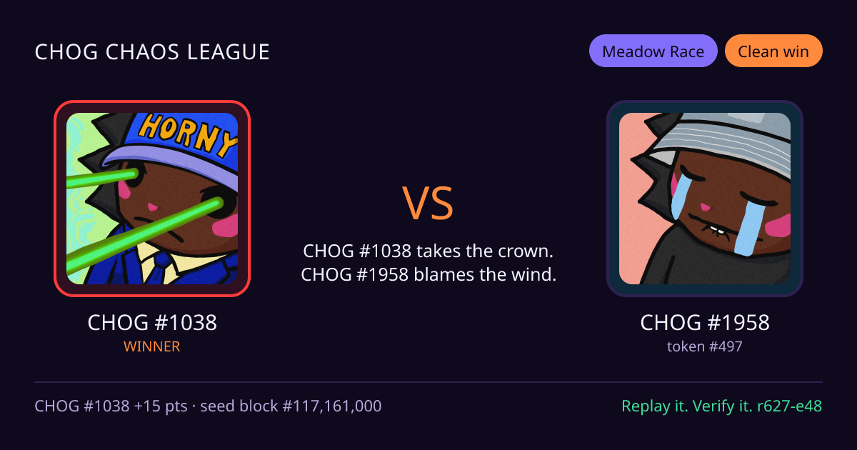 Highlight card: CHOG #1038 versus CHOG #1958