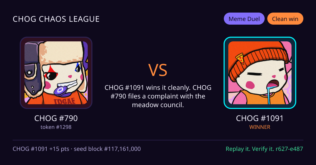 Highlight card: CHOG #790 versus CHOG #1091