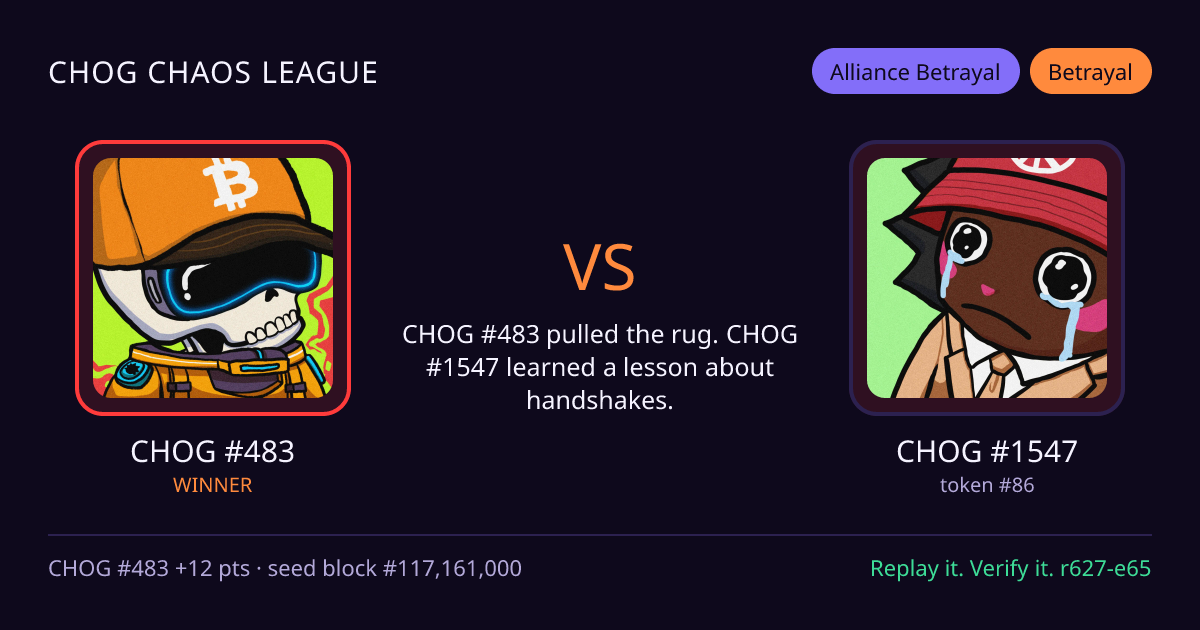 Highlight card: CHOG #483 versus CHOG #1547