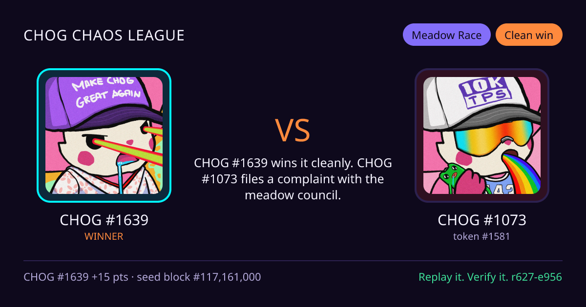 Highlight card: CHOG #1639 versus CHOG #1073