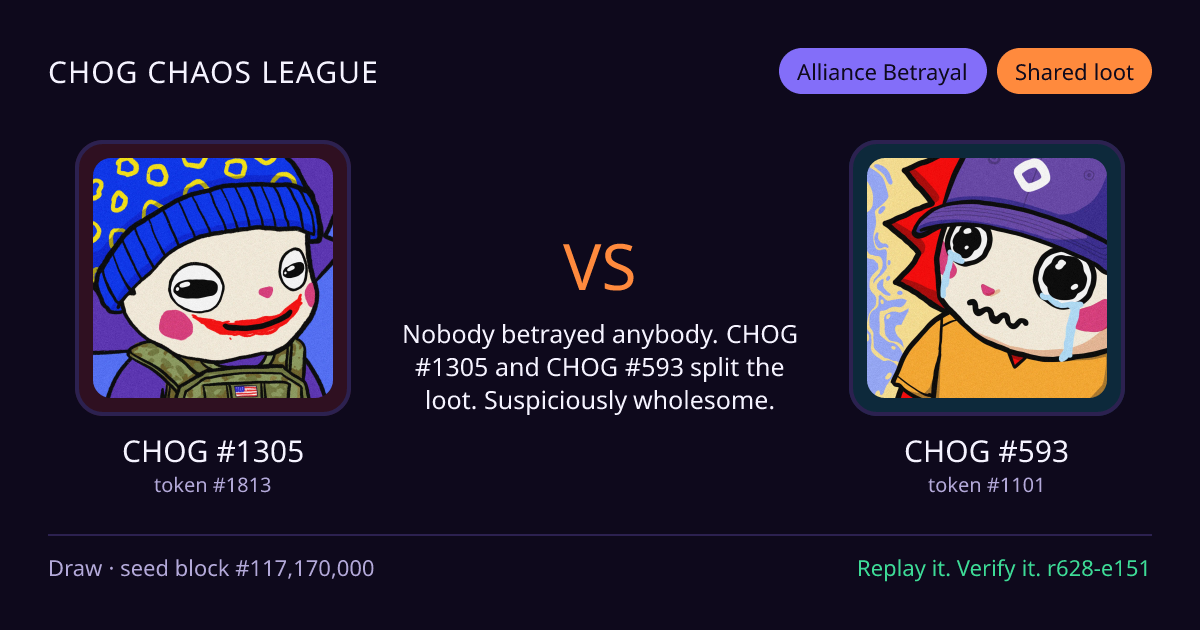 Highlight card: CHOG #1305 versus CHOG #593