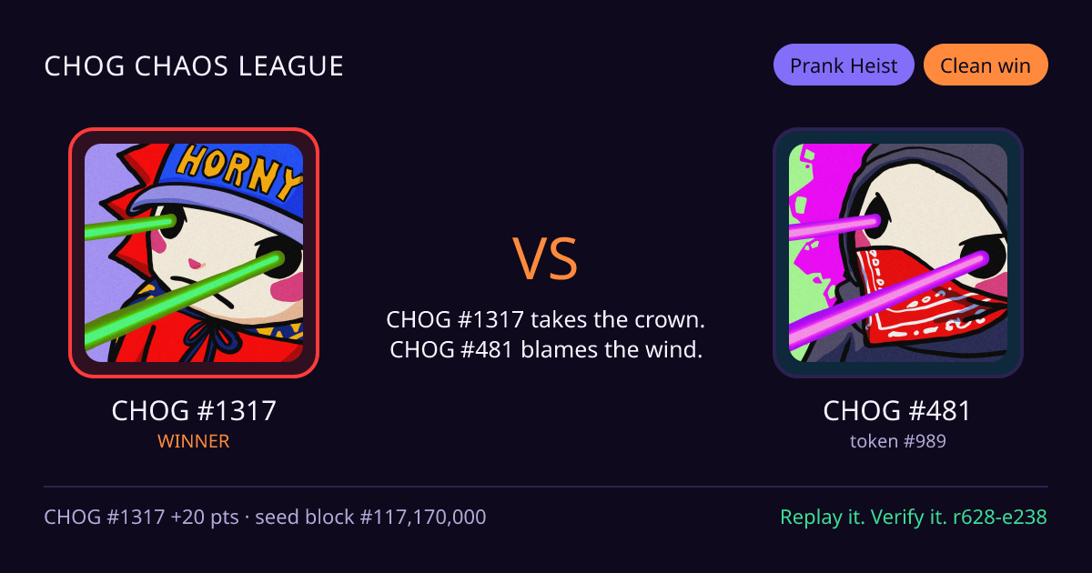 Highlight card: CHOG #1317 versus CHOG #481