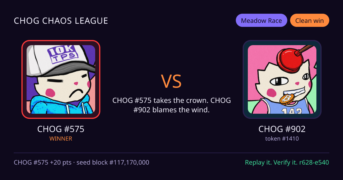 Highlight card: CHOG #575 versus CHOG #902