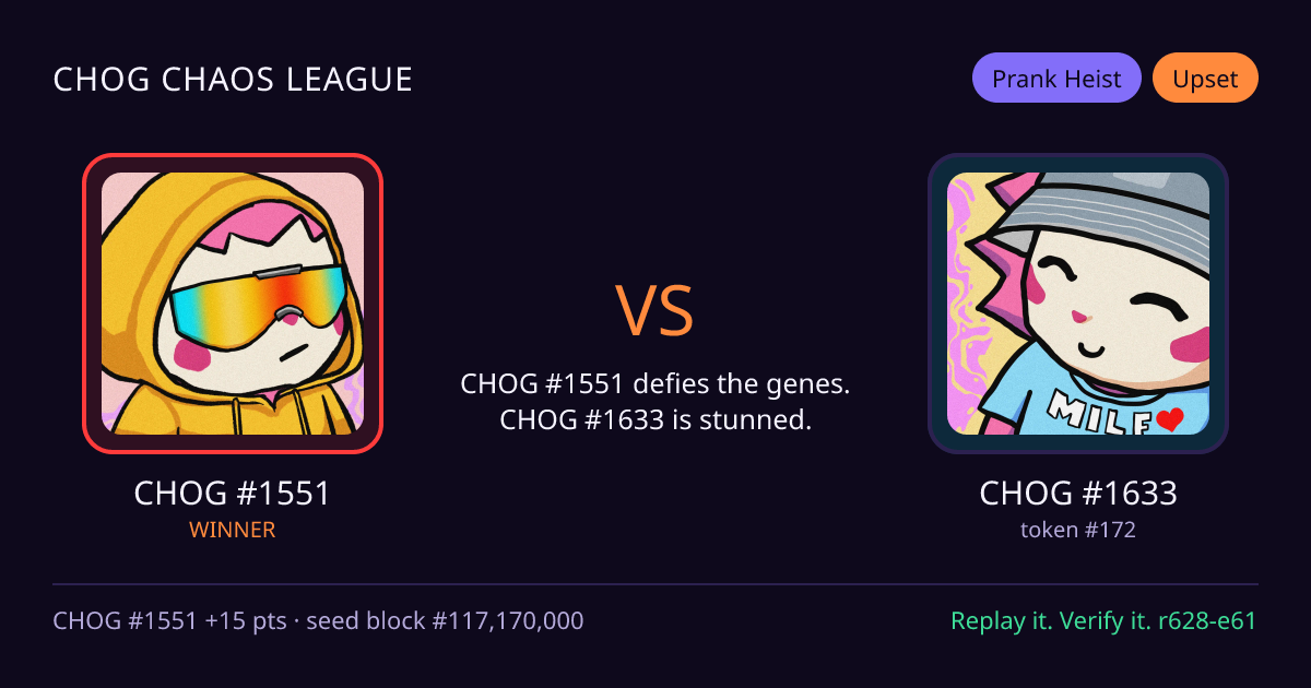 Highlight card: CHOG #1551 versus CHOG #1633