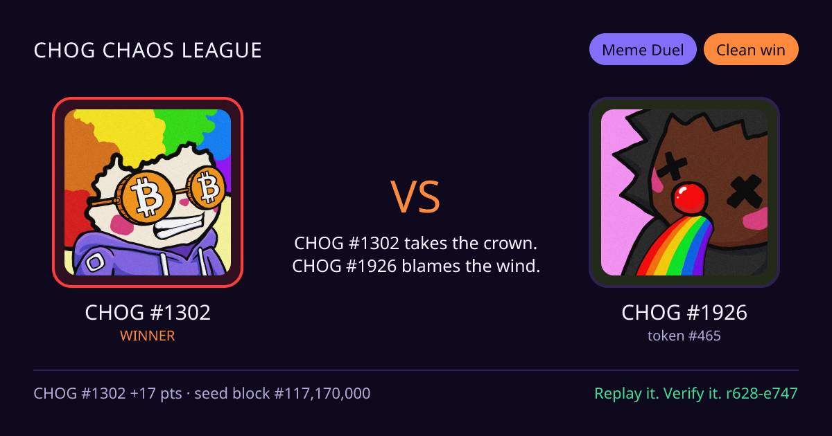 Highlight card: CHOG #1302 versus CHOG #1926