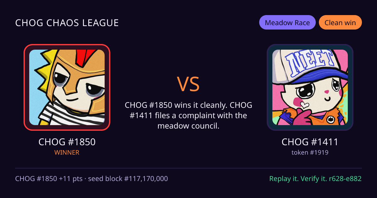 Highlight card: CHOG #1850 versus CHOG #1411