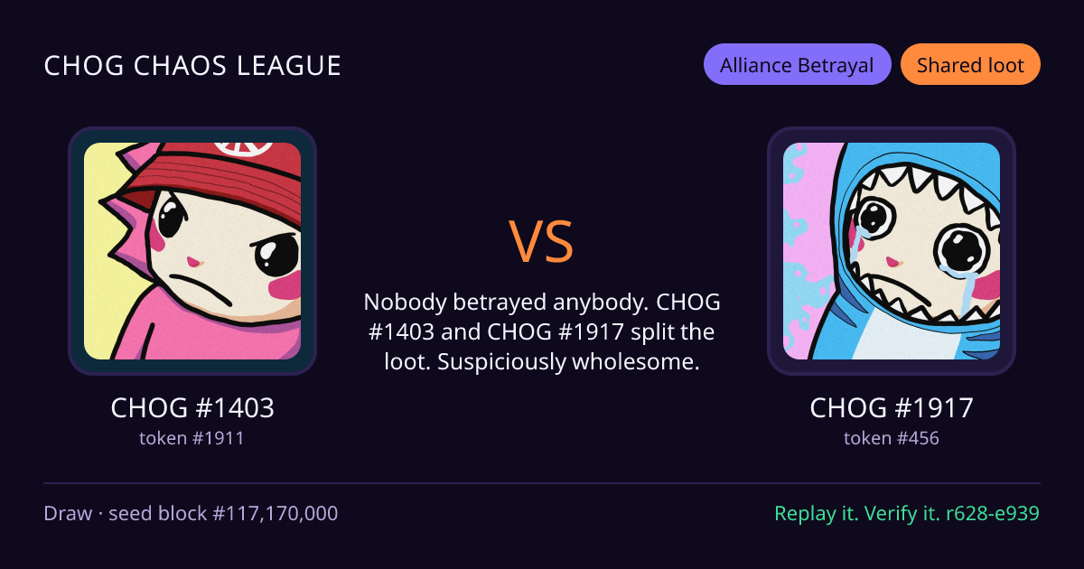 Highlight card: CHOG #1403 versus CHOG #1917