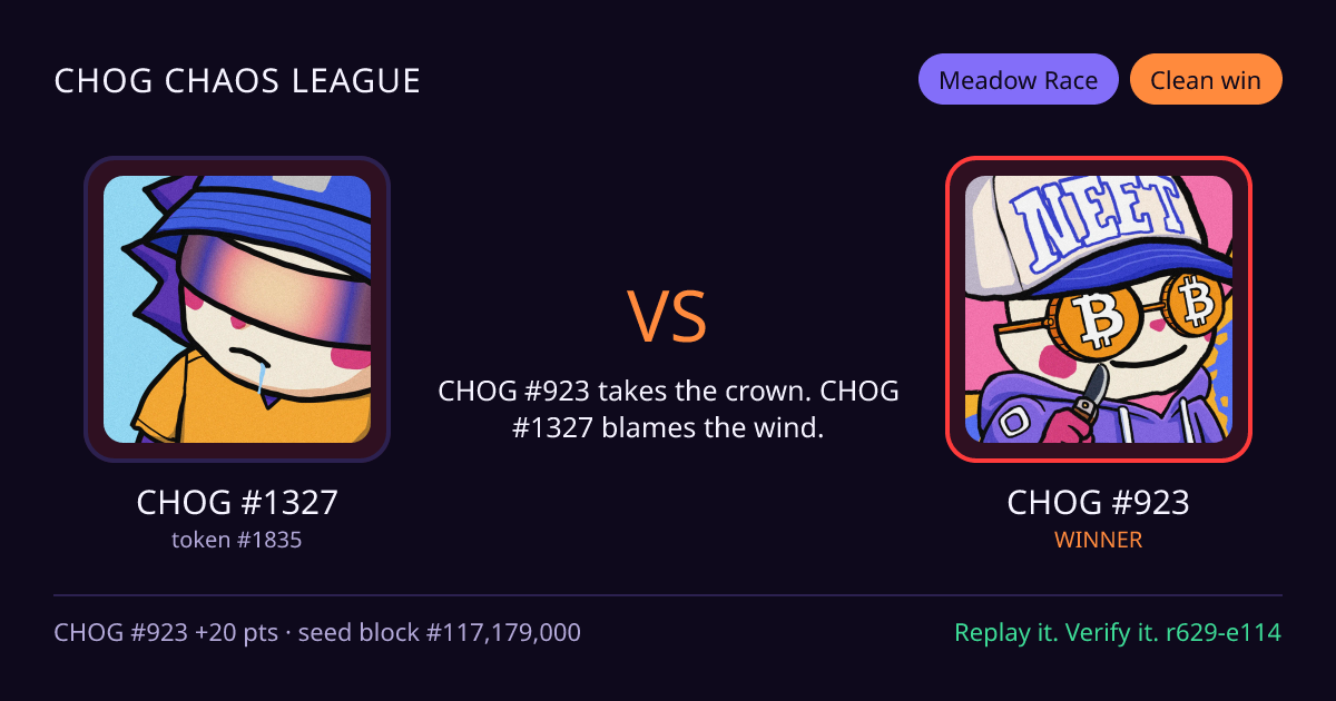 Highlight card: CHOG #1327 versus CHOG #923