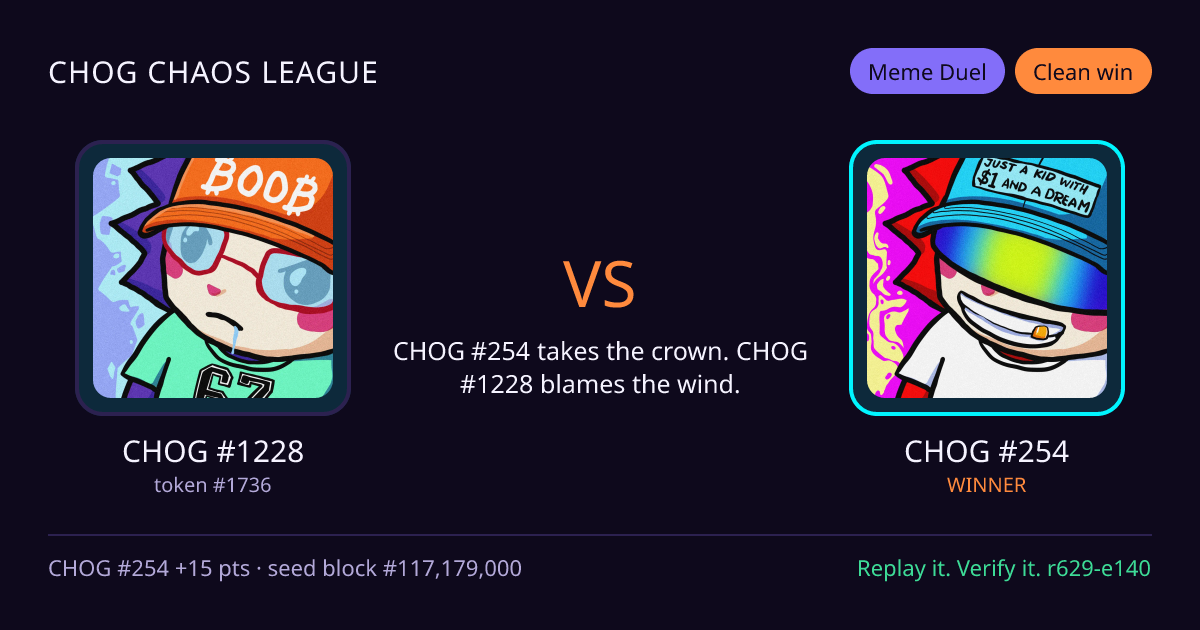 Highlight card: CHOG #1228 versus CHOG #254