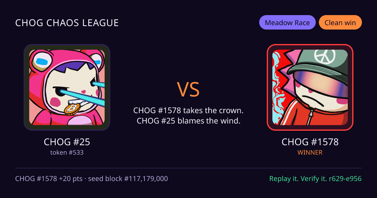Highlight card: CHOG #25 versus CHOG #1578