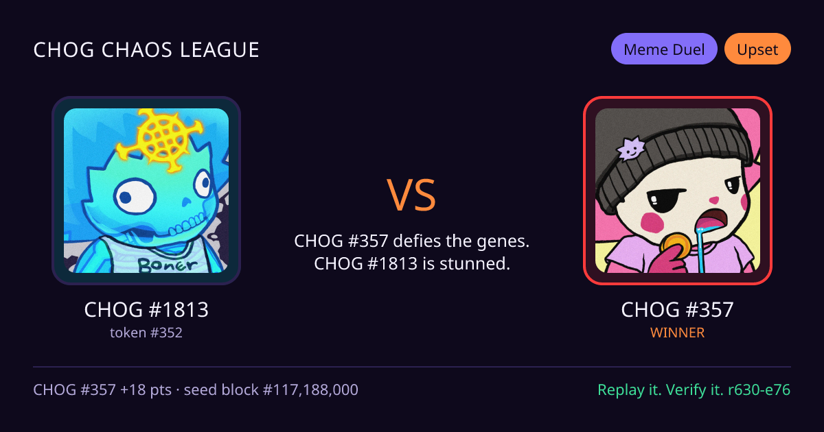 Highlight card: CHOG #1813 versus CHOG #357