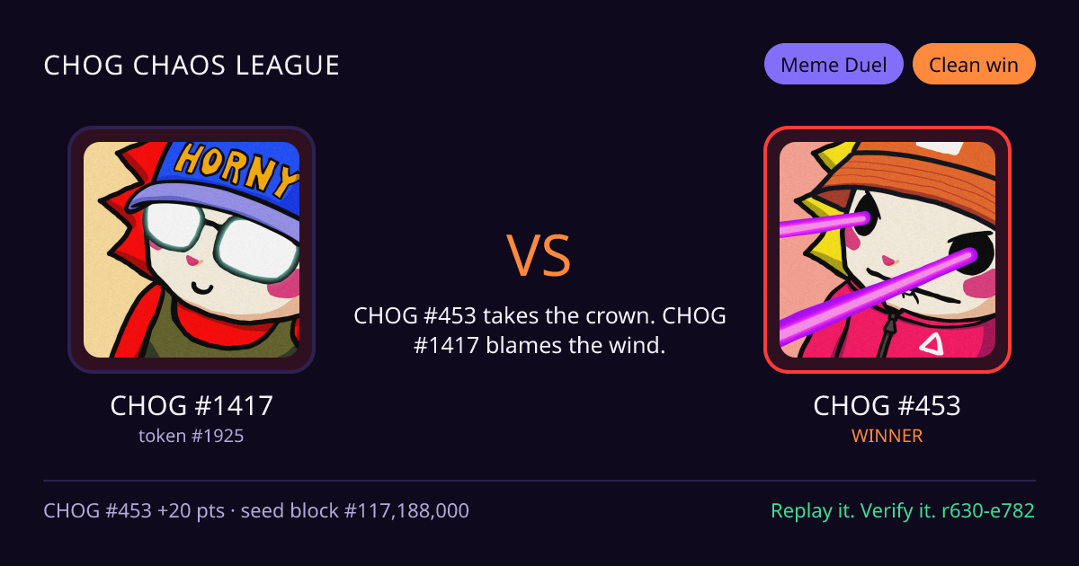 Highlight card: CHOG #1417 versus CHOG #453