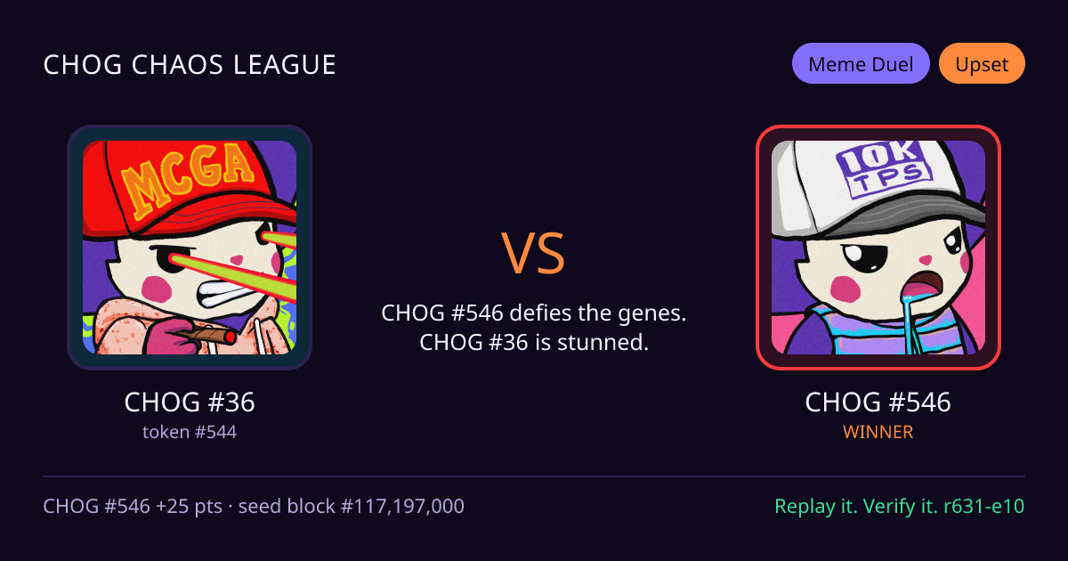 Highlight card: CHOG #36 versus CHOG #546