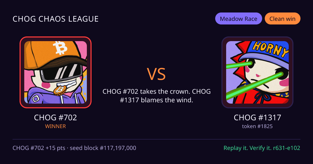 Highlight card: CHOG #702 versus CHOG #1317