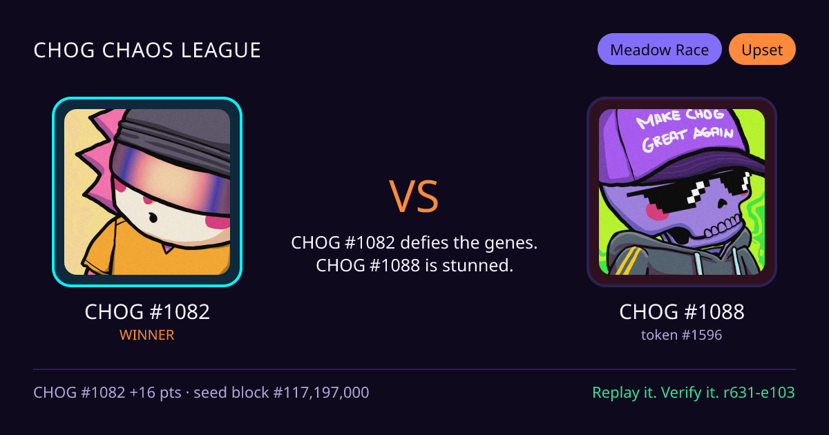 Highlight card: CHOG #1082 versus CHOG #1088