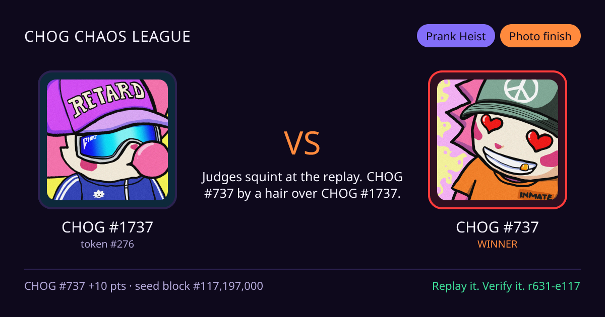 Highlight card: CHOG #1737 versus CHOG #737