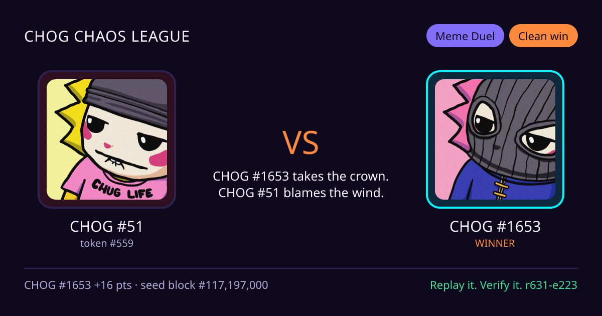 Highlight card: CHOG #51 versus CHOG #1653